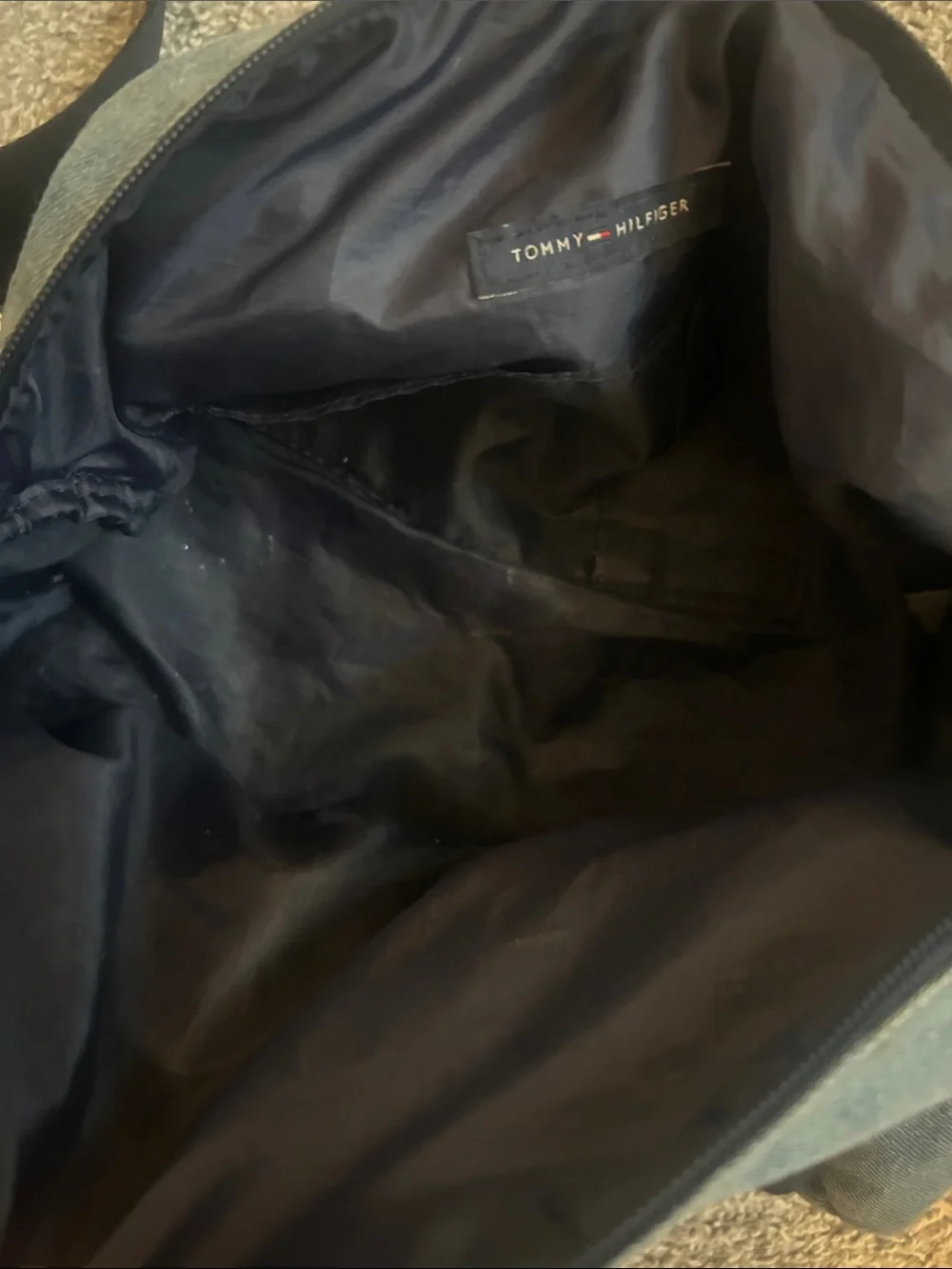 Tommy Hilfiger Denim Blue duffle with Signature Stripe